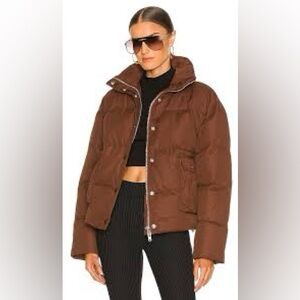 EAVES Everette Puffer Jacket Chocolate Brown pockets small oversized medium